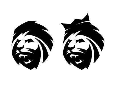 Monochrome lion, two versions. art cat graphic head king leo lion logo predator symbol vector wild