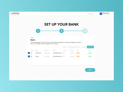 Bank Setup Onboarding