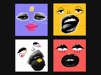 Zine culture avatar avatar collage culture face girl illustration lips mouth paper popart punk rock texture vector zine
