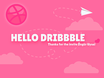 Hello Dribbble. Thanks for invitation dribbble first hello illustration pink shot sky thanks vector