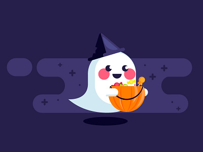 Happy Halloween banner candy character cute ghost halloween illustration selebrate vector