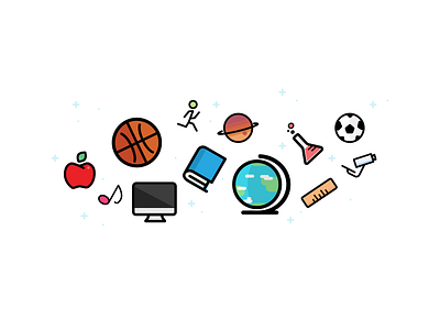 Full Color Icons basketball books color computer icons microscope music planets ruler running school soccer