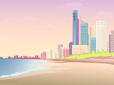 hello dribbble city illustration