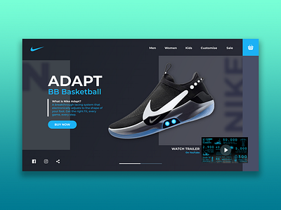 Nike Adapt BB | Landing page concept branding dark ui flat graphic design landingpage minimal nike nike air max nike running nike shoes typography ui ui design uiux web webdesign website