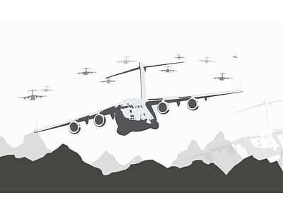 Boeing Globemaster C-17 airplane black and white boeing design grayscale illustration wallpaper