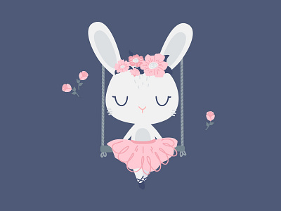 Bunny Ballerina ballerina ballet bunny floral girl motif pattern pink rose textile
