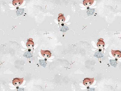 Dance with fairies character children fairy girl illustration nursery pattern pattern design textile