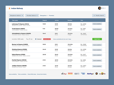 Indian railway ticket booking concept design