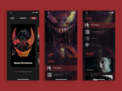 "Venom" page design color design marvel ui venom