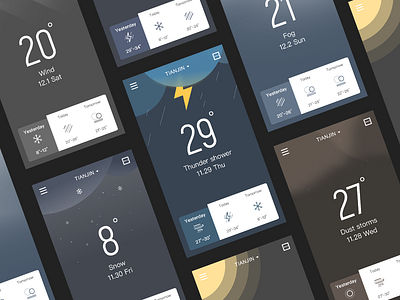 Weather page black app color demo design photoshop ui