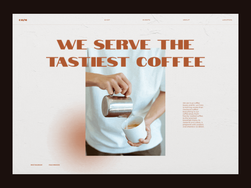 Co/M. Landing page animation coffee shop landing animation landing design landing page motion design scroll animation trends ui ui design