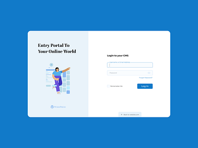 WordPress CMS Login Redesign | #dribbbleweeklywarmup