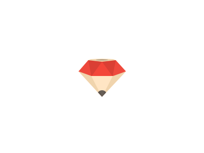 Diamond Pencil design diamond icon logo pencil red write