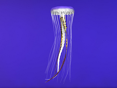 Golden Arms Jellyfish 3d blue cinema4d dailyrender gold golden jellyfish ocean sting white