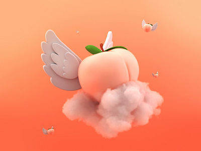 Forbidden Fruit! 3d angel animation c4d cinema4d clouds design fruit illustration muzli peach photoshop pride pride month render