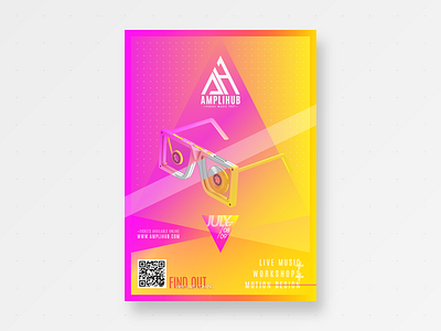 AMPLIHUB | Motion Design Poster 2d 3d brand branding cassette colorful design festival glasses gradient identity summer