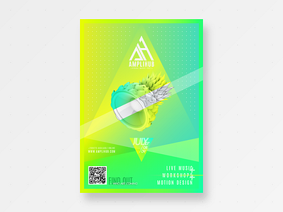 AMPLIHUB | Workshops Poster 2d 3d brand branding colorful design experimental festival gradient identity pineapple speaker