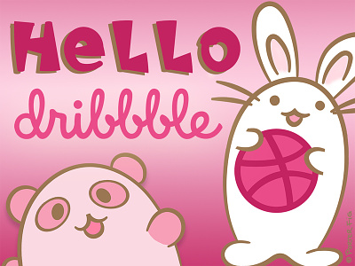 Hello Dribbble! character design debut first shot font design hello dribbble illustration pink typography