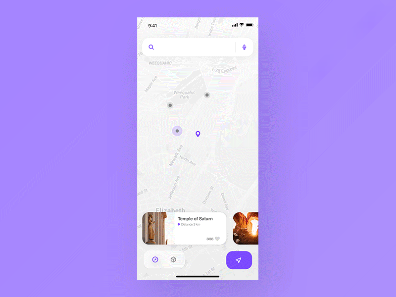 Explore the unknown places through Augmented Reality 1 app black map navigation purple tracel ui ux vr