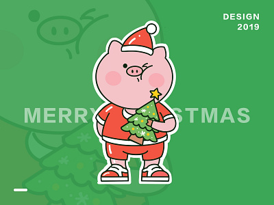 Christmas pig design flat illustration illustrator logo typography ui web