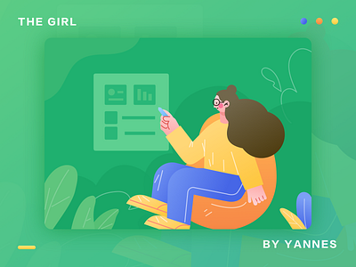 The girl art branding design flat illustration illustrator typography ui vector website