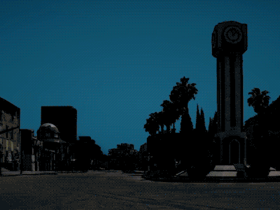 Homs clock gif glow homs particles streaks tower