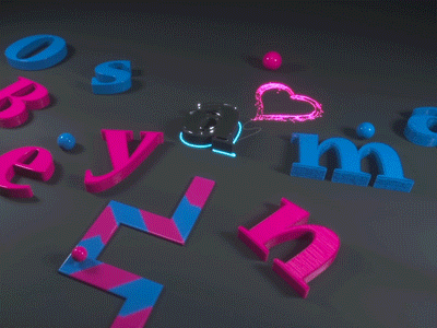 Letters animation blue c4d cinema4d gif letters love maxonc4d octane pink render