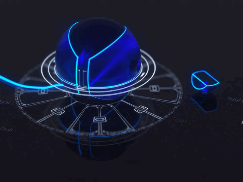 Sphere animation blue broadcast gif glow hud line loop sphere