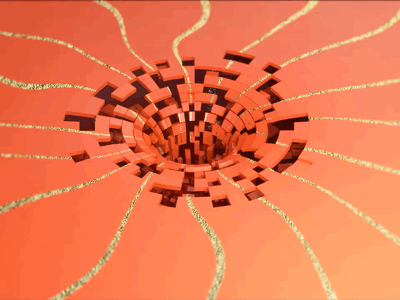 Fall off animation fall gold infinity loop motion octane off orange particles render