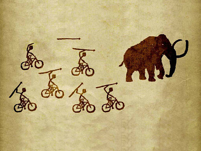 Cyclists hunting mammoth