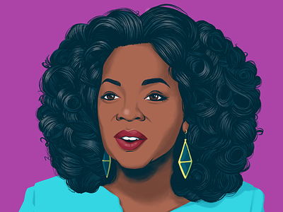Oprah Winfrey african american celebrity digital drawing editorial illustration hair illustration portrait talk show tv woman