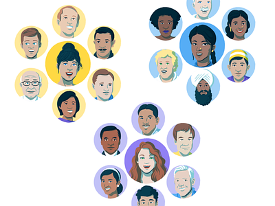 Advocacy solutions page "networks" illustration advocates digital diversity drawing family illustration men networks portrait sketch women