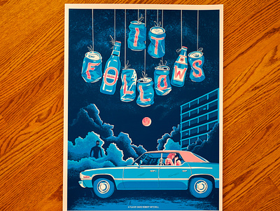 It Follows blue cans car drawing film poster horror horror art illustration movie poster screenprint type design