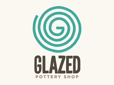 Logo for Glazed Pottery Shop branding ceramics glaze handdrawn handwritten identity logo pottery swirl teal type typography