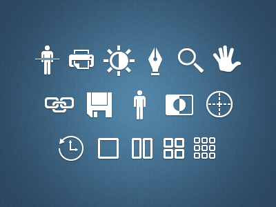 Icons for x-ray viewing software (IHE compliant) blue brightness hand health healthcare history icon invert link medical pen print save suite white
