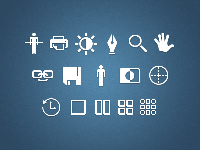 Icons for x-ray viewing software (IHE compliant) blue brightness hand health healthcare history icon invert link medical pen print save suite white