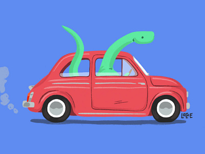 Dino Driver - Digital Illustration animal car cute digital dinosaur drawing driving fantasy fiat illustration monster vehicle