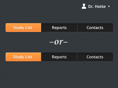 Which Button Treatment: A or B? app button dark links medical orange texture ui web