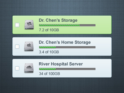 Storage Space Selection UI