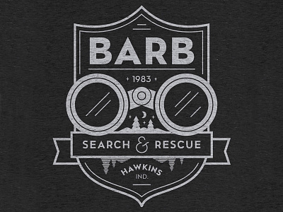 Barb Search & Rescue 80s barb binoculars cottonbureau funny illustration logo netflix shirt stranger things typography vintage