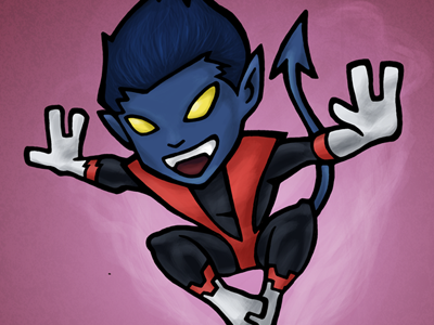 Lil' Nightcrawler comic comicbook drawing illustration marvel mutant purple red x men