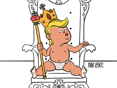 Donald Trump the Child Emperor baby cartoon comic crown donald trump drawing illustration king politics sketch trump