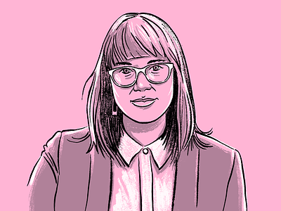Editorial portrait style agency business glasses illustration jacket millennial portrait sketch suit woman
