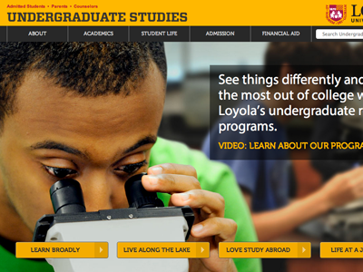 Undergraduate Studies | Loyola University Chicago clean college design education higher ed nav ui university web