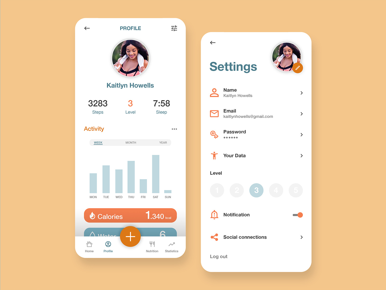 Fitness App UI by Giulia Giovinazzo on Dribbble