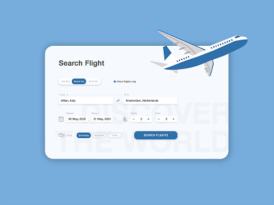 Flight Search Form airplane airport app daily ui dailyuichallenge design flight flight app flight booking flight search interface interface design plane search travel app ui ui design user interface ux web
