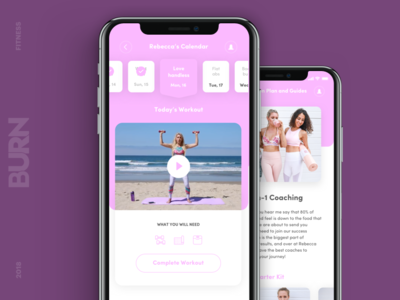 Burn App By Rebecca Louise burn fitness ios mobile ui ux