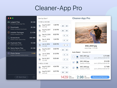 Cleaner App Pro application clean files cleaner design find duplicates mac sketch ui ux ux design