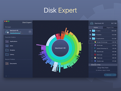 Disk Expert analyzer application cleaner design disk hdd mac sketch space ui ux ux design