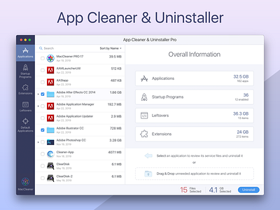 App Cleaner & Uninstaller application cleaner delete apps design extensions mac sketch ui ux ux design
